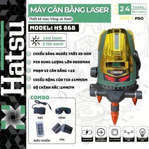 PHỤ KIỆN KÈM THEO MÁY CÂN BẰNG LASER HATSU HS 868
- 01 thân máy chính hãng HATSU
- 01 hộp máy chính hãng HATSU
- 02 quả pin,chính hãng HATSU
- 01 bộ sạc pin chính hãng HATSU
- 01 kính bảo vệ chính hãng HATSU
- 01 dây đeo chính hãng HATSU