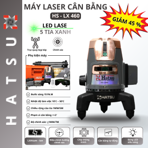 [ Hatsu LX 460 ] Máy cân bằng laze xanh Bóng lED 5 tia siêu sáng , Điều Khiển Máy Xoay Tự động