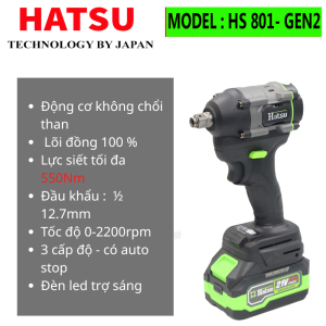 Phụ kiện bao gồm:
- 01 hộp máy,
- 01 thân máy,
- 02 pin,
- 01 sạc bàn pin tự ngắt khi đầy
- 01 Đầu khẩu 19mm
