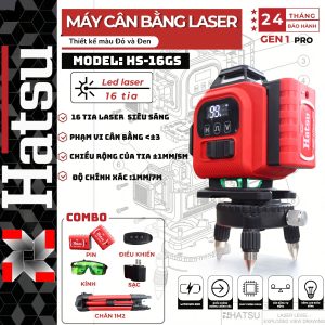 HATSU HS-16GS là dòng máy cân bằng laser 16 tia cao cấp, đáp ứng mọi nhu cầu thi công từ cơ bản đến chuyên nghiệp như: điện nước, trần thạch cao, nội thất, ốp lát…

Với hệ thống 16 tia laser xanh siêu sáng, máy giúp hiển thị rõ nét, dễ quan sát ngay cả trong môi trường ánh sáng mạnh, đảm bảo độ chính xác tối đa khi thi công.