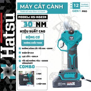 Máy cắt cành HATSU LK02IN là dòng kéo cắt cành dùng pin 21V hiện đại, trang bị động cơ không chổi than (brushless) cho hiệu suất cao, vận hành êm ái và bền bỉ.

Sản phẩm giúp cắt cành nhanh, gọn, nhẹ nhàng, phù hợp cho làm vườn, cắt tỉa cây cảnh, chăm sóc cây ăn quả, giúp tiết kiệm sức lực và thời gian so với kéo cắt thủ công.